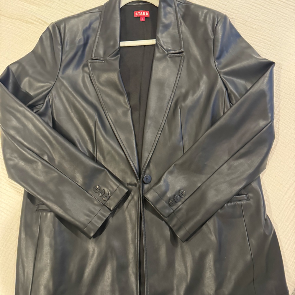 Barely worn vegan leather Staud Blazer